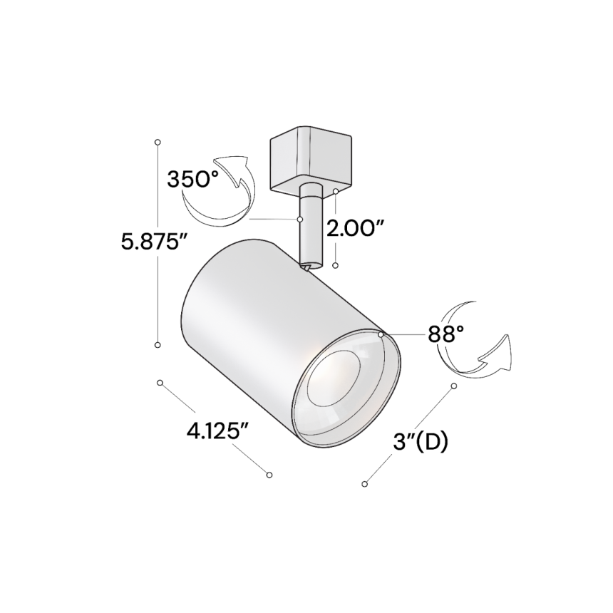 Alcon 14130-M 3-Inch Cylinder LED Track Light Head shown in a Black finish.