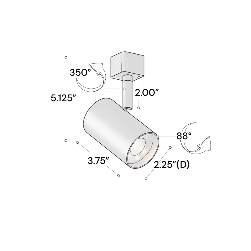 Alcon 14130-SM 2.5-Inch Cylinder LED Track Light Head shown in a Black finish.