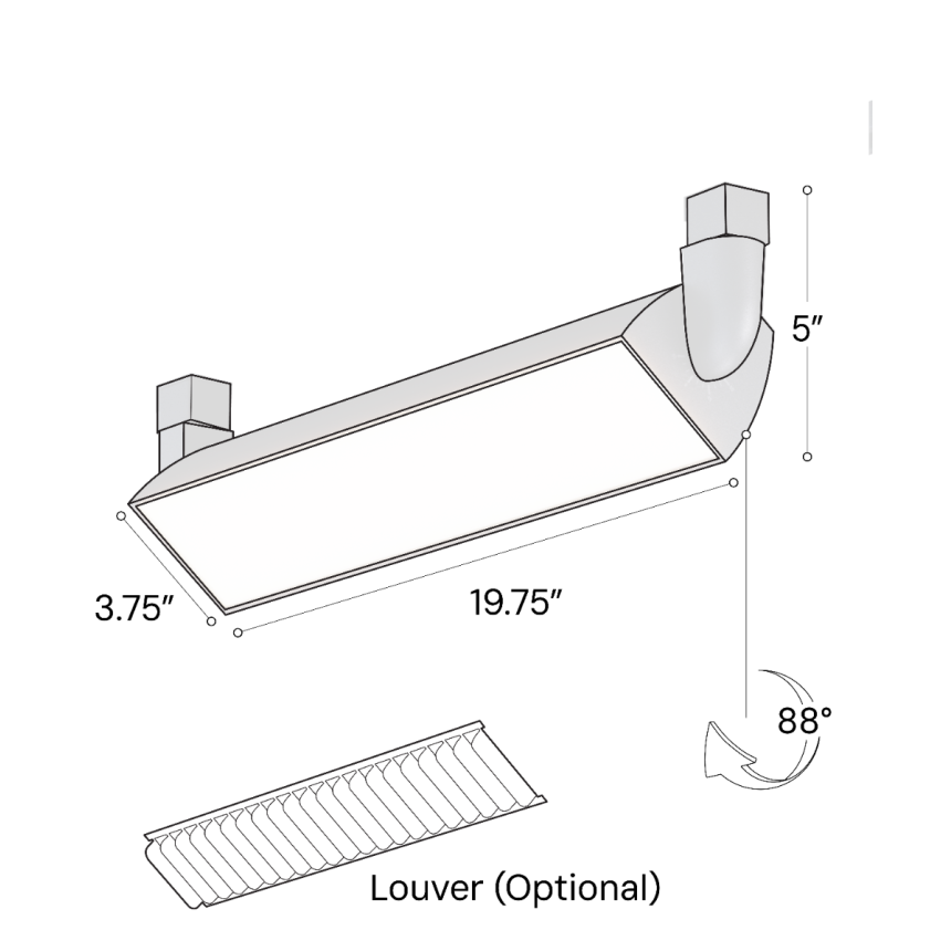 Alcon 13128-23 Black 23-Inch Architectural Wall Wash LED Track Light – 19.75" Length x 3.75" Width x 5" Height