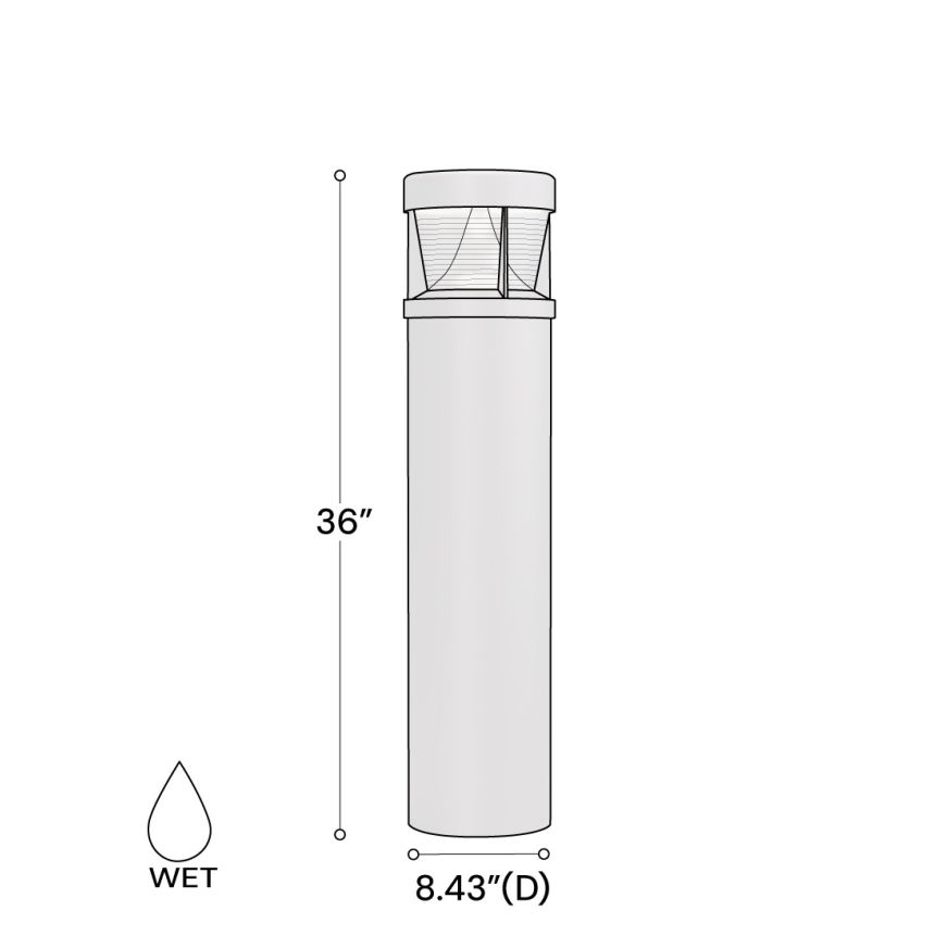 Alcon 9004-Q 8-Inch Flat-Top Ridge LED Bollard shown in a bronze finish.