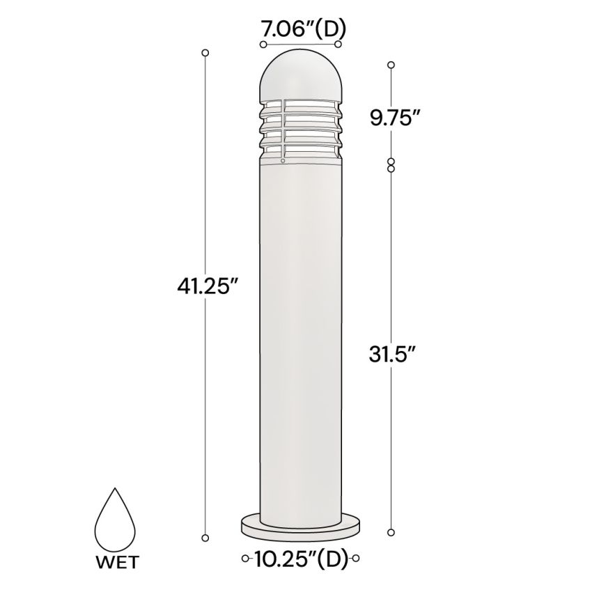 Alcon 9006 41-Inch Outdoor Bollard LED Pathway Light shown in a bronze finish.