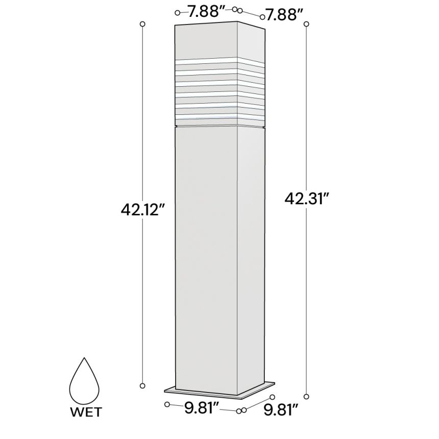 42-Inch Square Commercial LED Bollard Light