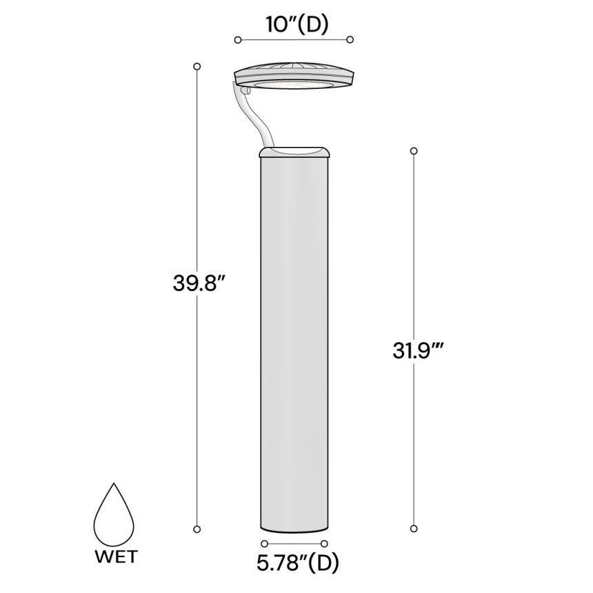 Alcon 9035-S 40-inch tri-arm commercial LED bollard light on exterior shown in a black finish.