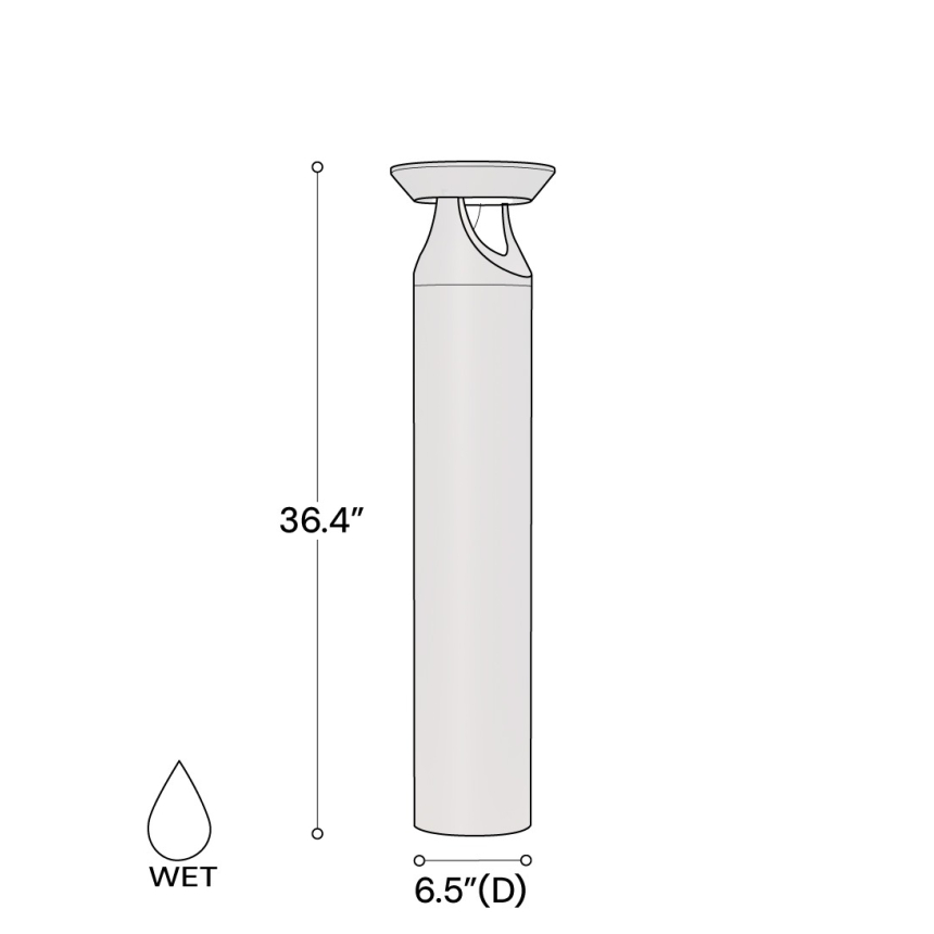 Alcon 9035-TRI 40-inch tri-arm commercial LED bollard light on exterior shown in a bronze finish.