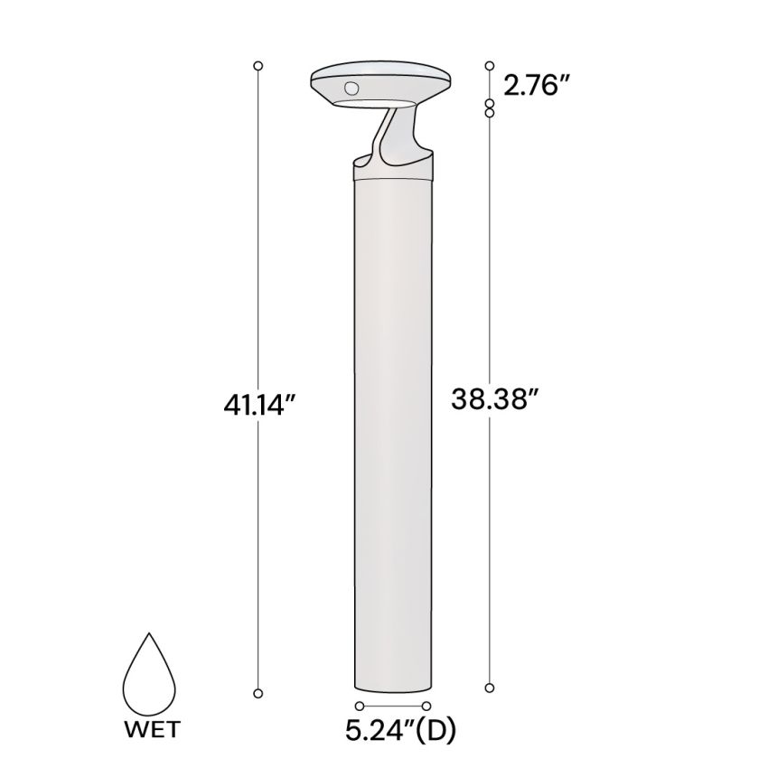 Alcon 9083-SOL-41IH 41-Inch Single-Arm CCT Selectable Solar LED Bollard Light shown in a bronze finish.