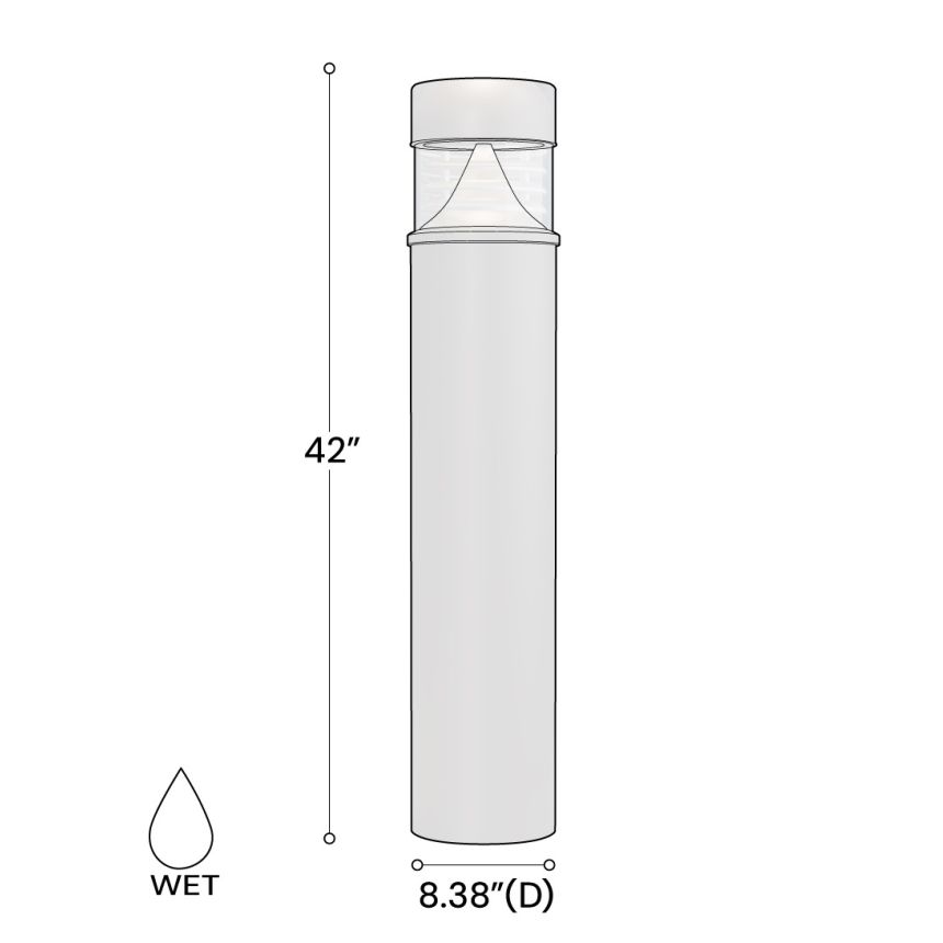 Alcon 9093 41-Inch Flat-Top Sand-Blasted Louver LED Bollard Light shown in a dark grey finish.