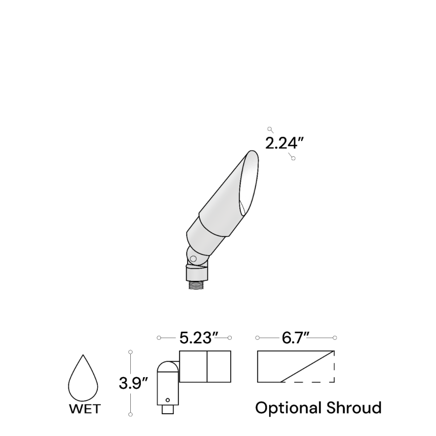 2-Inch Adjustable Outdoor 120V LED Landscape Spotlight