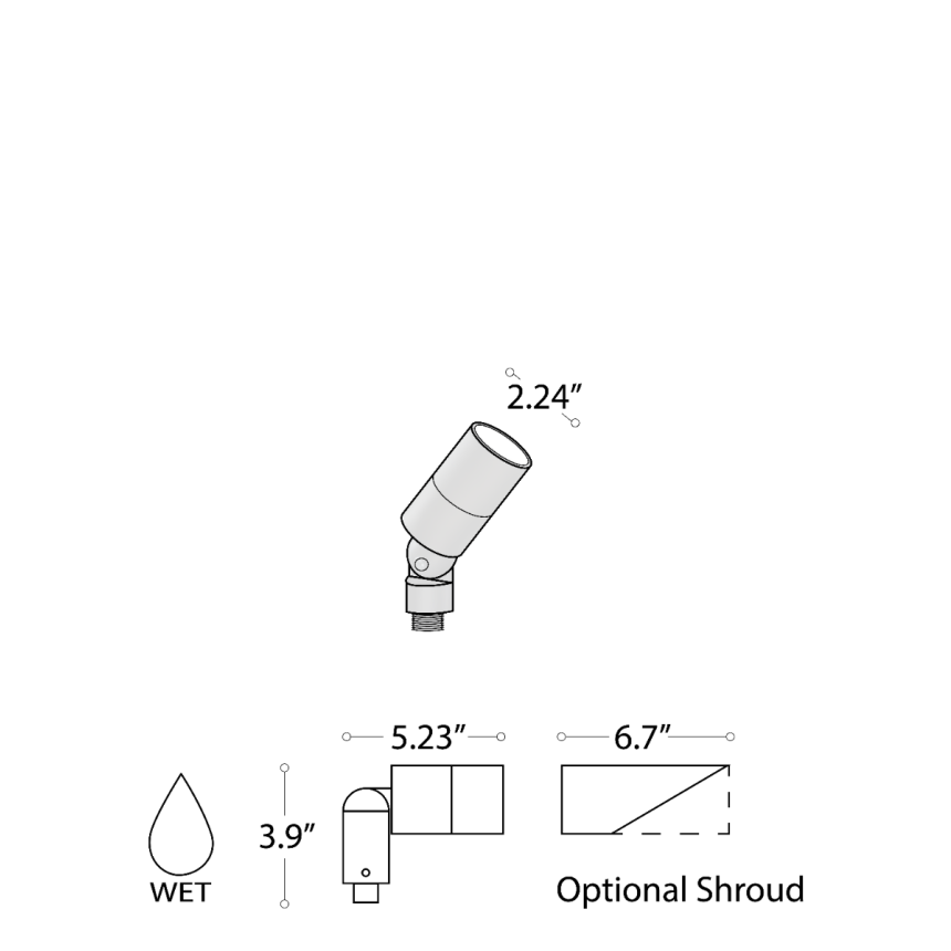 Alcon 9165-2 LED directional uplight shown in a black finish