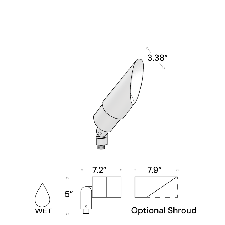 3-Inch Adjustable Outdoor 120V LED Landscape Spotlight