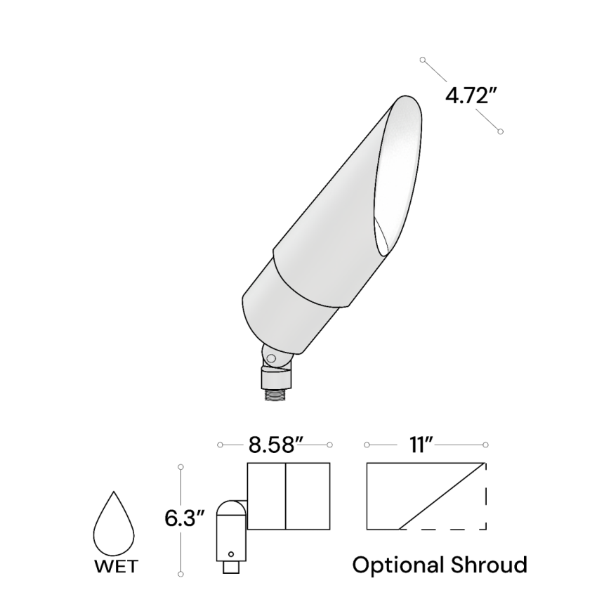 4-Inch Adjustable Outdoor 120V LED Landscape Spotlight