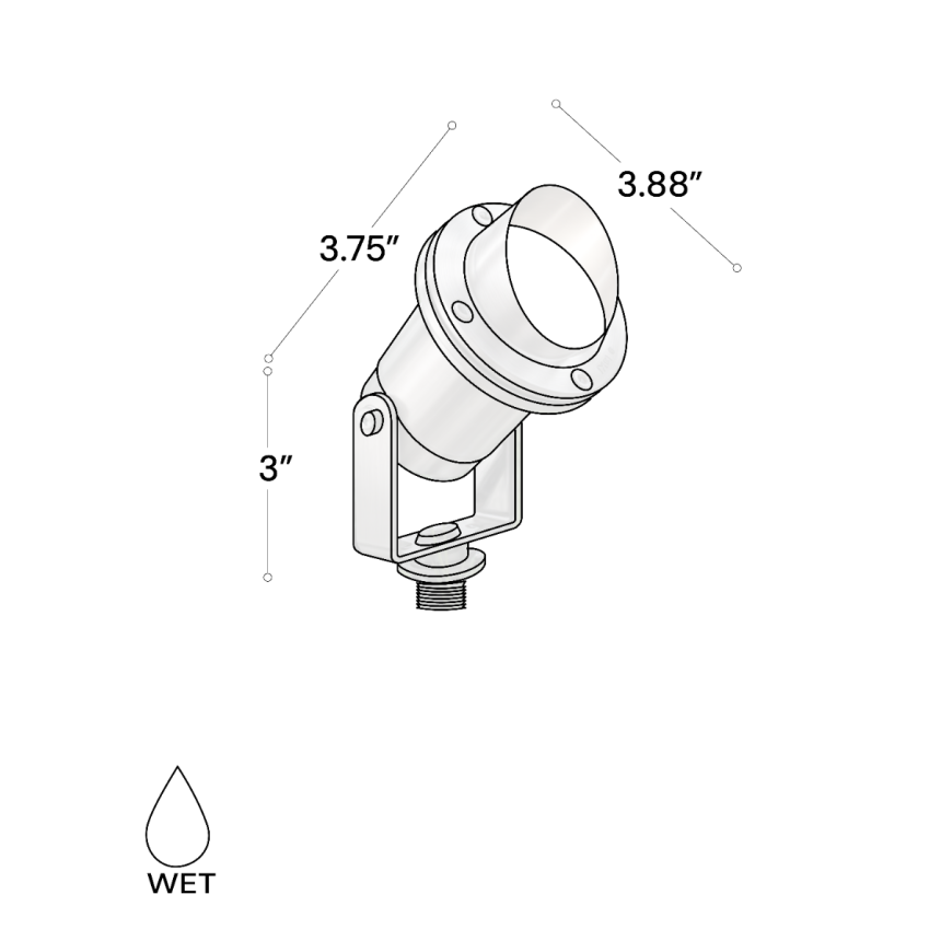 Alcon lighting 9014-3 LED directional uplight shown in a silver finish and with a shroud lens top
