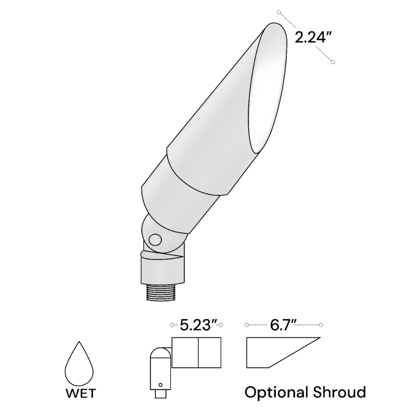 2-Inch Adjustable Outdoor 120V LED Landscape Spotlight