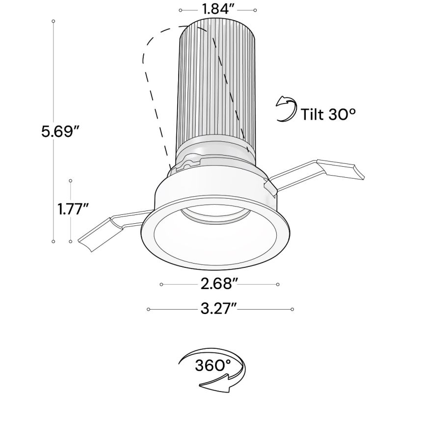 Alcon 14119-3ND-TFBK Recessed Adjustable Downlight shown with a round black trim and Black reflector finish