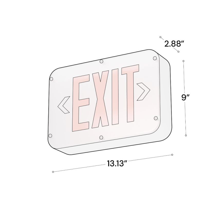 Alcon 16124 NSF Rated NEMA 4X LED Exit Sign shown in a White and red finish
