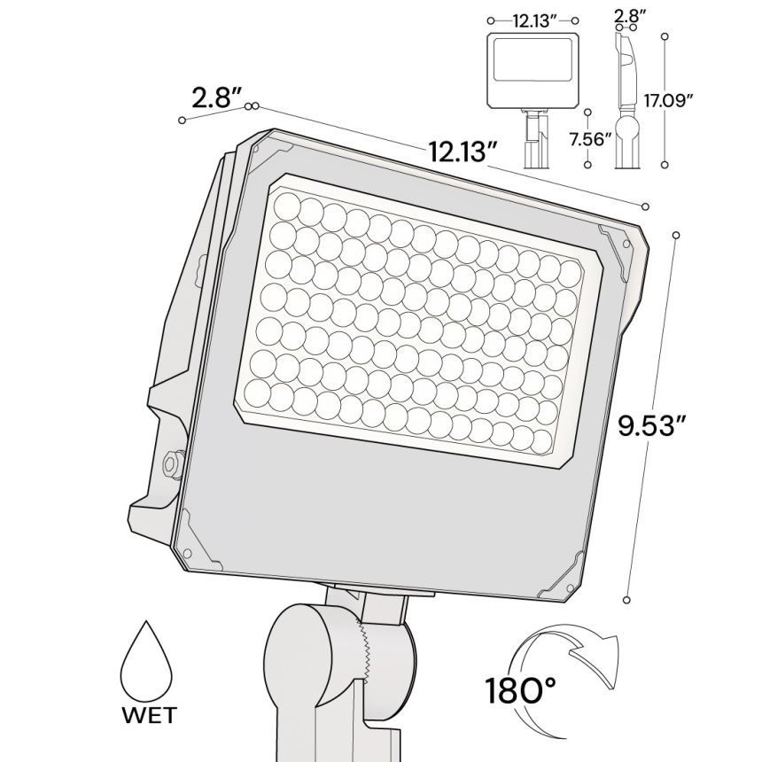 Alcon 11411-SF-LG Slipfitter Mount LED Flood Light shown in a aged bronze finish.