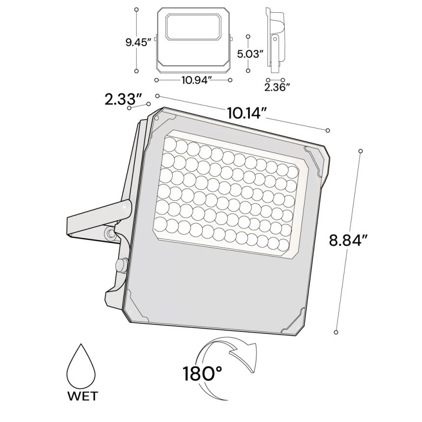 Alcon 11411-TR-MD Trunnion Mount LED Flood Light shown in a bronze finish.