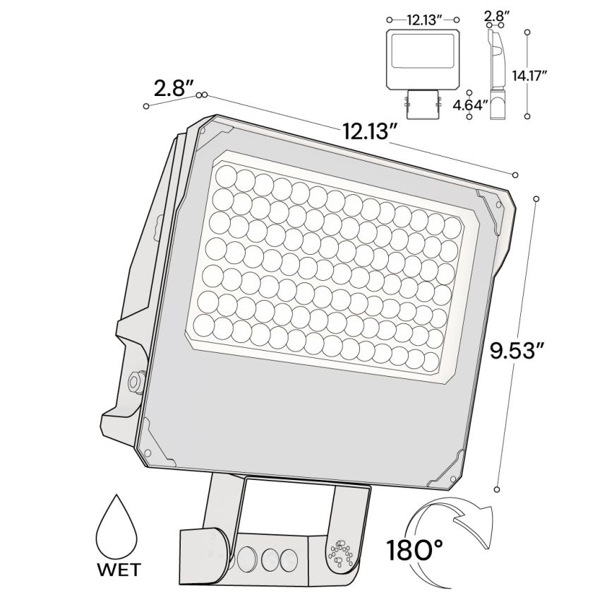 Alcon 11411-YK-LG Yoke Mount LED Flood Light shown in a bronze finish