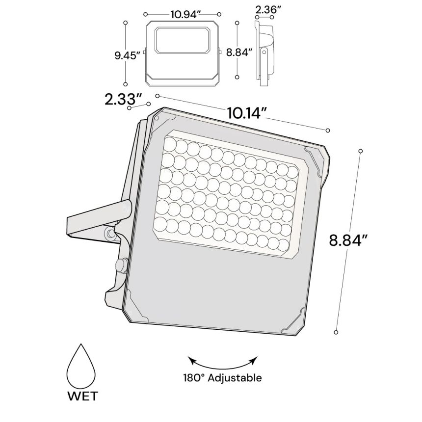 Alcon 11411-TR-MD Trunnion Mount LED Flood Light shown in a bronze finish.
