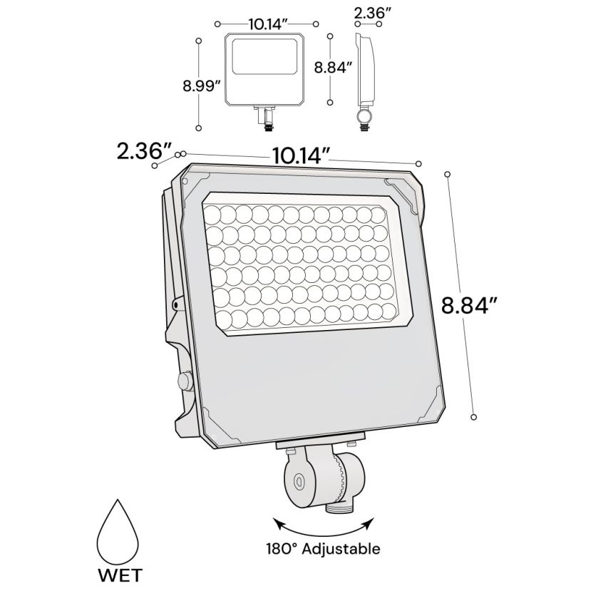Alcon 11411-KN Knuckle Mount LED Flood Light shown in a white finish.