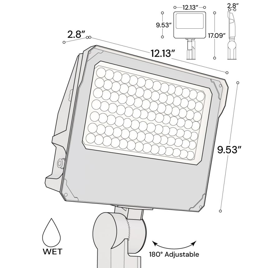 Alcon 11411-SF-LG Slipfitter Mount LED Flood Light shown in a aged bronze finish.