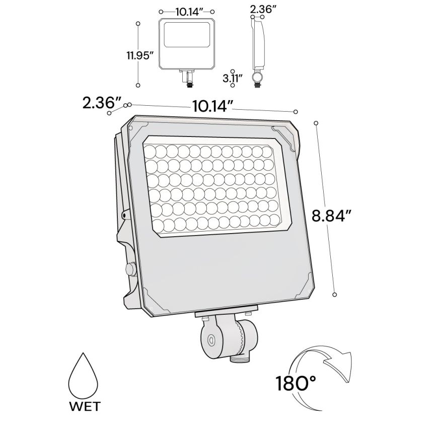 Alcon 11411-KN-MD Knuckle Mount LED Flood Light shown in a bronze finish.