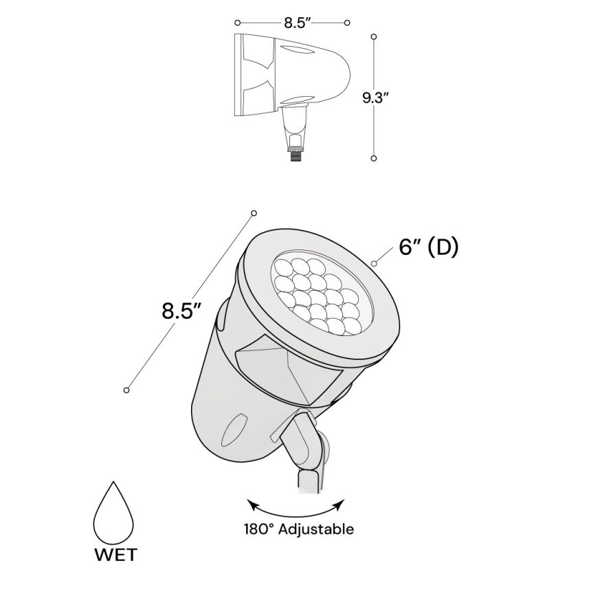 Alcon 9171 LED flood light shown in a black finish