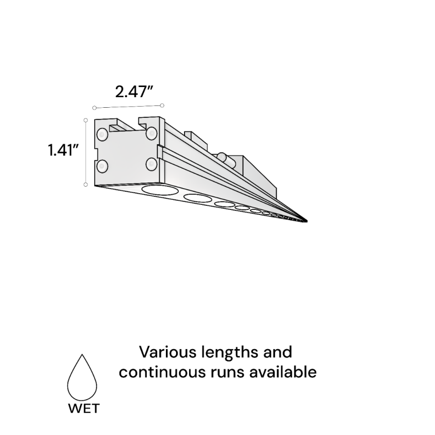 Alcon 11245 outdoor linear wall wash LED light shown in a silver finish.