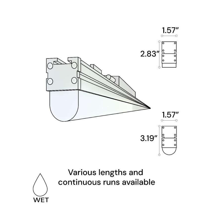 Alcon 11260 1.5-inch pixel bar RGBW outdoor LED linear ceiling light shown in a silver finish.
