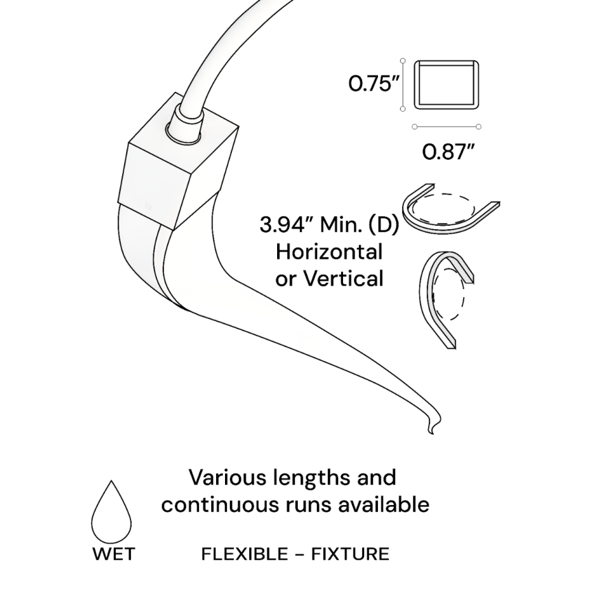 Alcon 11261 narrow indoor/outdoor architectural flexible LED strip light shown in a white finish.