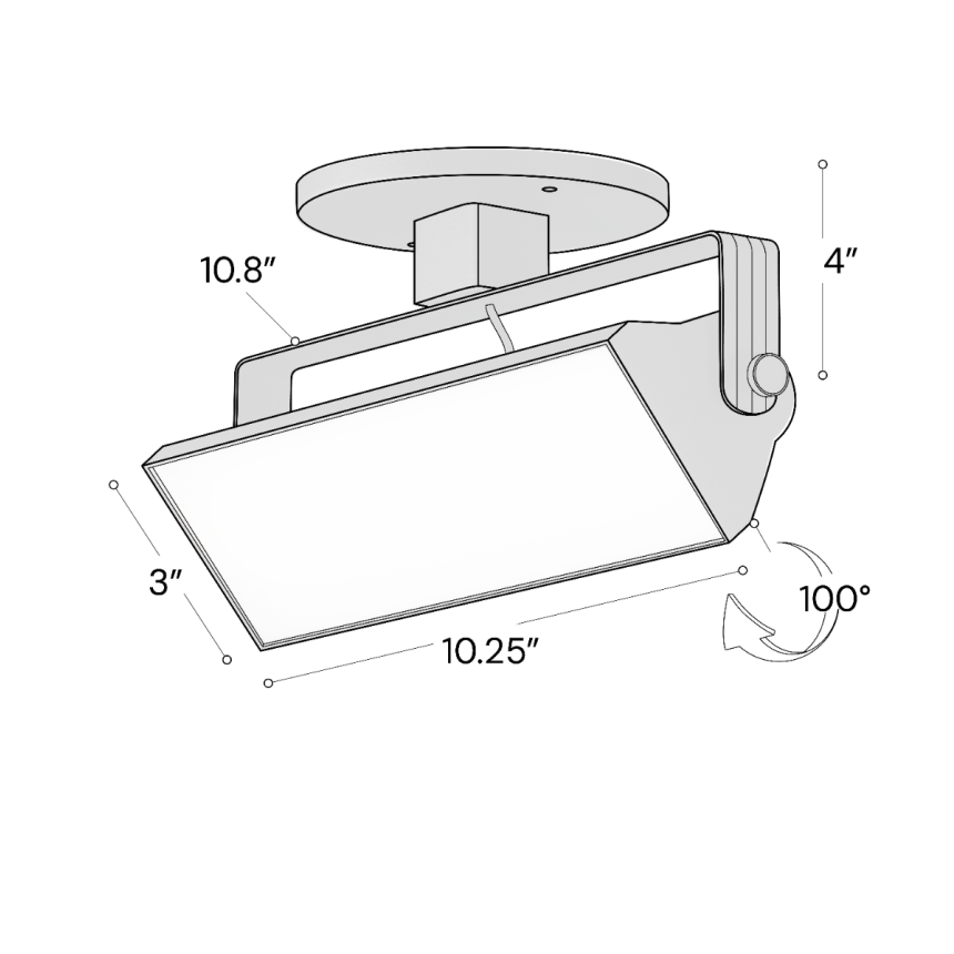 Alcon 13126-12 12-Inch Architectural LED Wall Wash Round Monopoint Light shown in a Black finish.