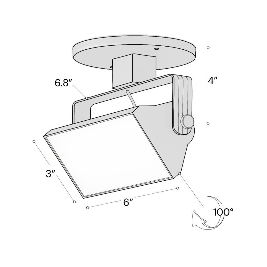 Alcon 13126-6 6-Inch Architectural LED Wall Wash Round Monopoint Light shown in a Black finish.
