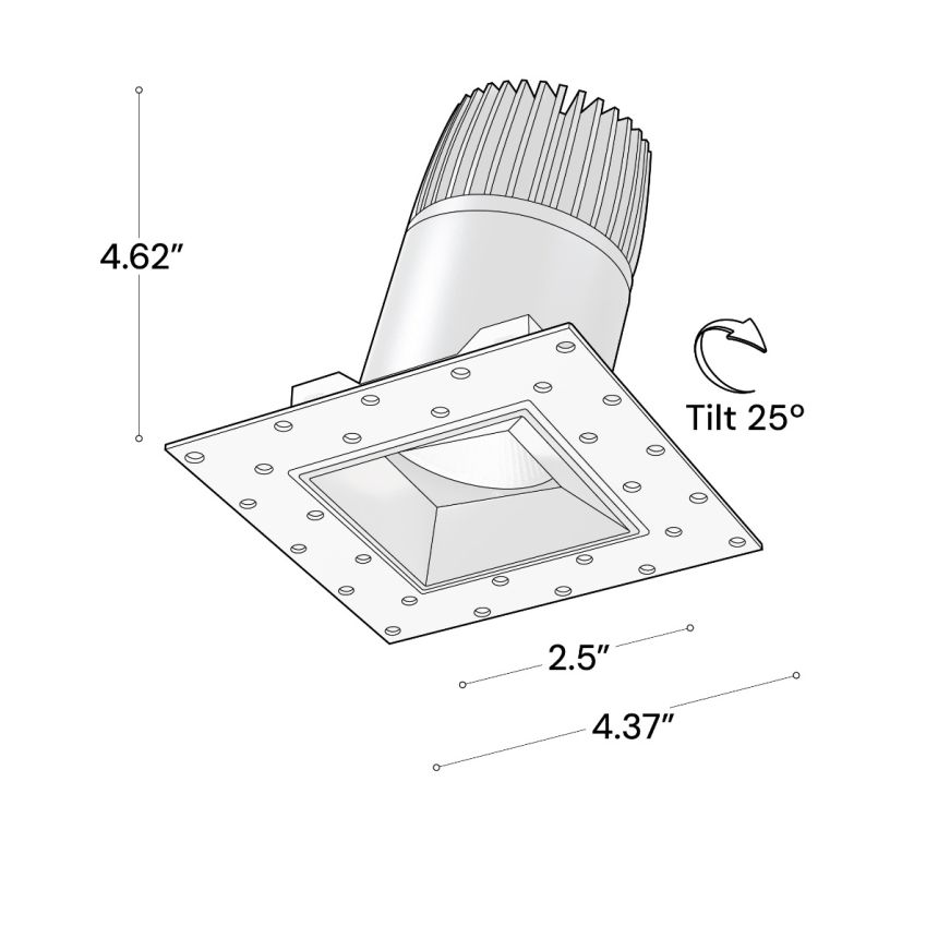 Alcon 14073-ADJ Trimless Adjustable Square Recessed LED Downlight shown in a Black finish