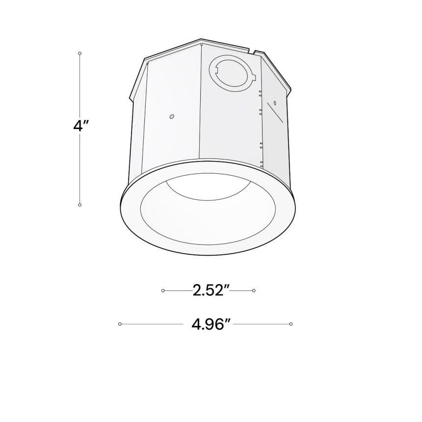 Alcon 14105-4-DIR Round LED Recessed Concrete Ceiling Light  with Beveled Trim shown in a White finish