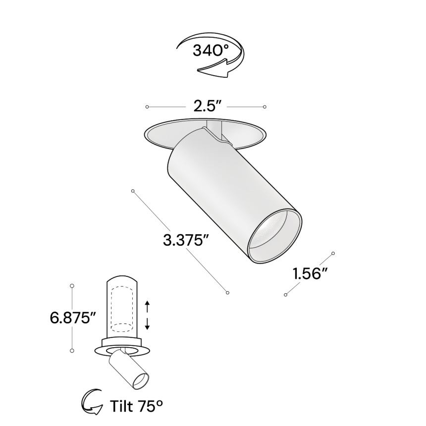Alcon 14121-PL Recessed Pull Down Light shown in a Black finish 