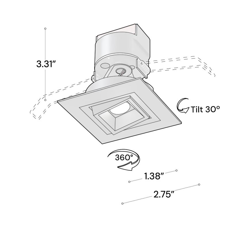 1-Inch Recessed Multiples Mini Square Adjustable LED Outdoor Light