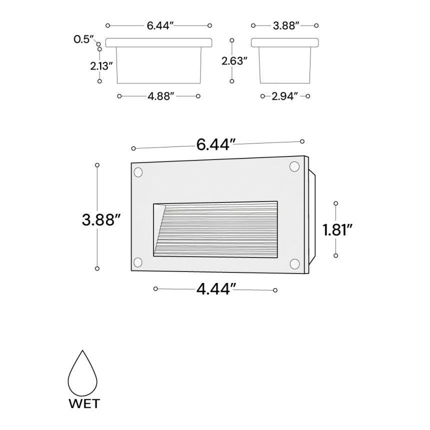 Alcon 9609 rectangular louvered LED step light showed in black finish