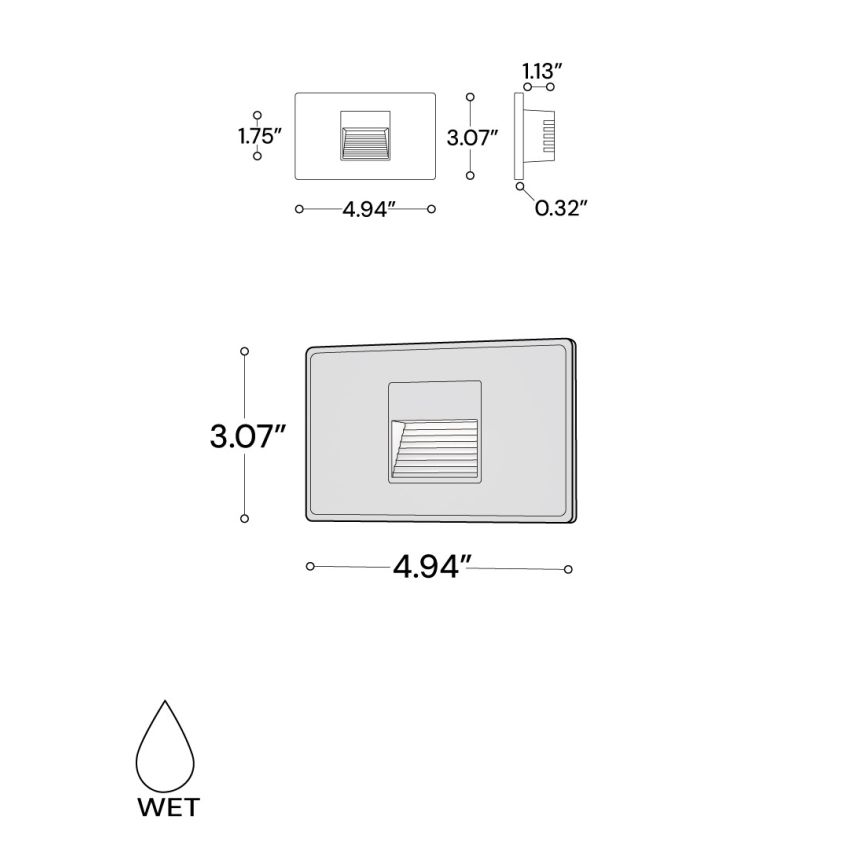 Horizontal Baffled Louver Recessed Pathway and Step Light