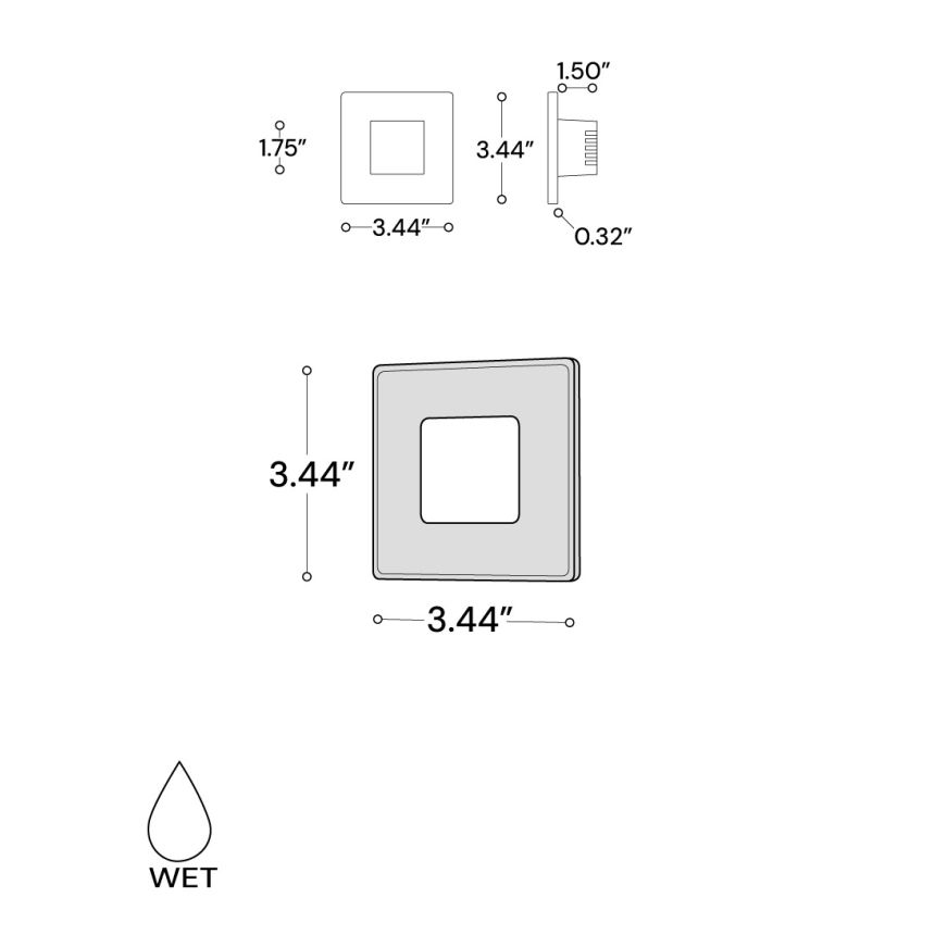 Alcon 9053 LED Square Step Light shown in a Black finish
