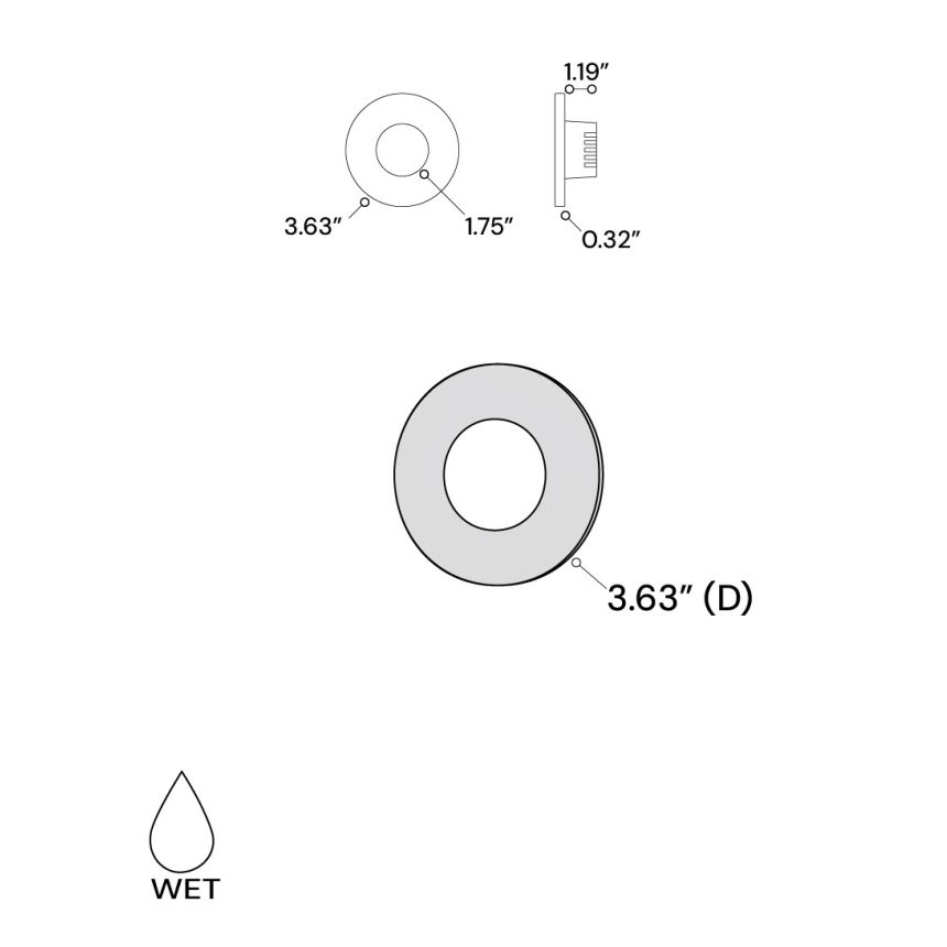 Round Translucent LED Open Lens Recessed Pathway and Step Light