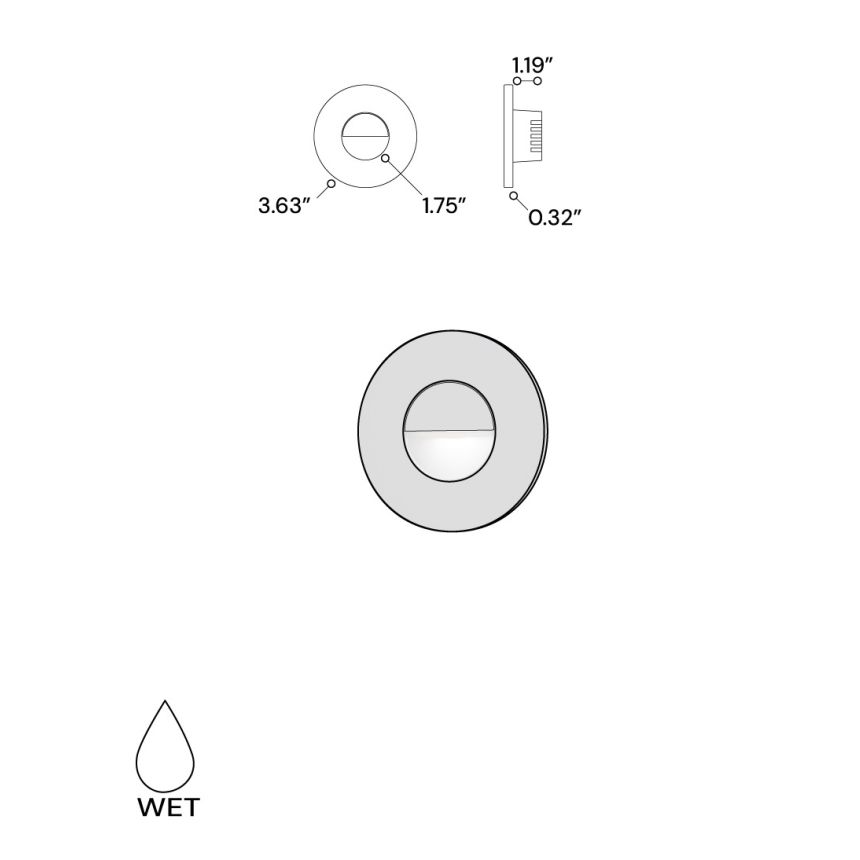 Alcon 9056 LED Half-Moon Step Light shown in a Black finish