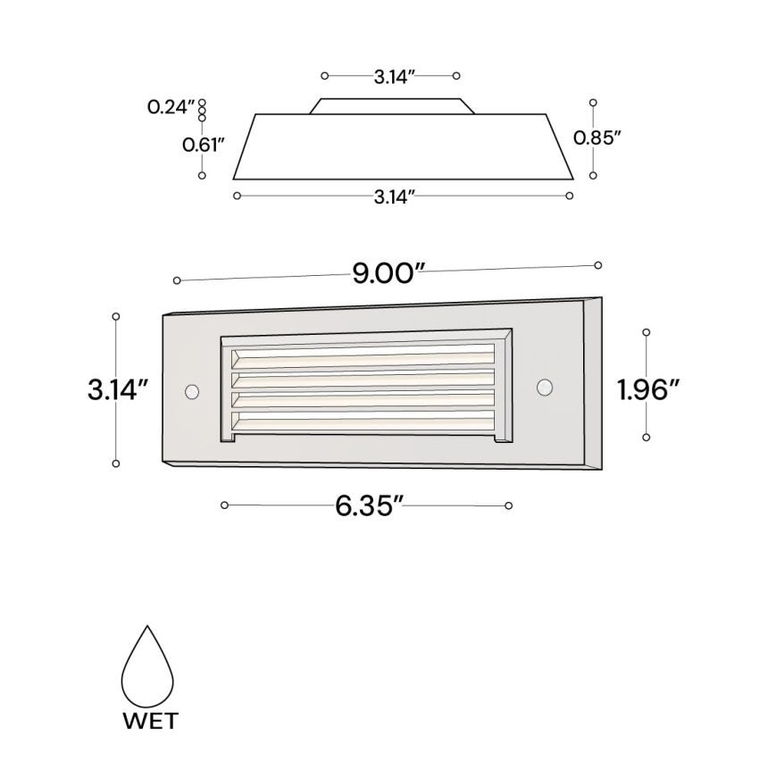 Alcon 9213 large rectangular louvered LED step light showed in Natural Bronze