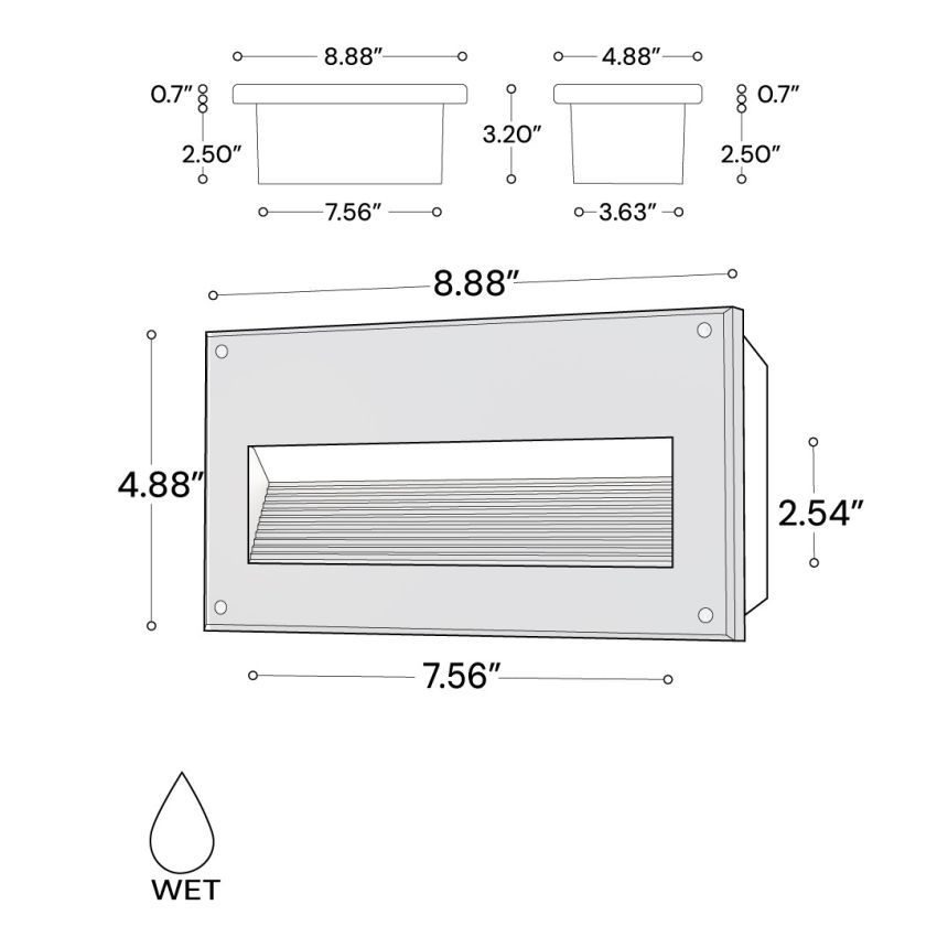 Recessed Wall-Mounted Baffled LED Step Light