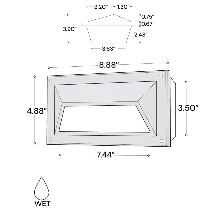 Recessed Wall-Mounted Hooded LED Step Light