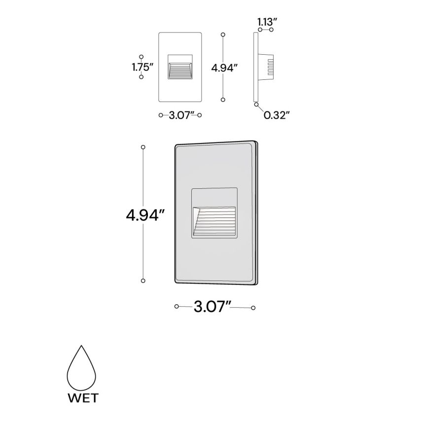  Alcon 9050 LED step light shown in a black finish.