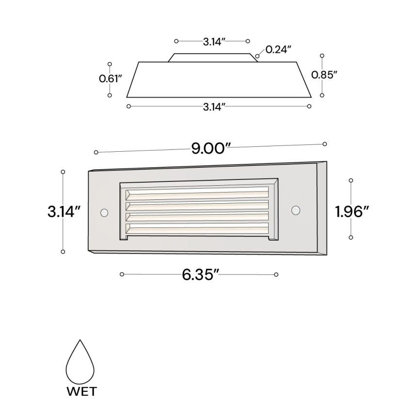 Alcon 9213 large rectangular louvered LED step light showed in Natural Bronze