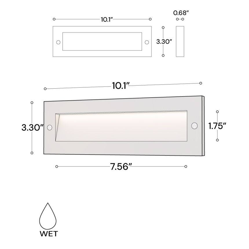 Alcon 9214 wide rectangular LED step light showed in natural bronze