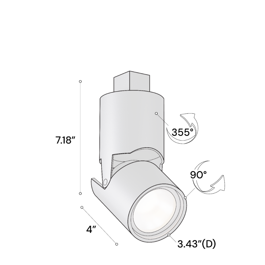 Alcon 13101-MD-T Multi-Sized Architectural LED Track Light Head shown in a Black finish.