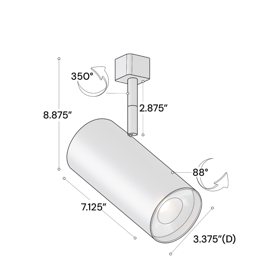 Alcon 14130-XL 3.3125-Inch Cylinder LED Track Light Head shown in a Black finish.