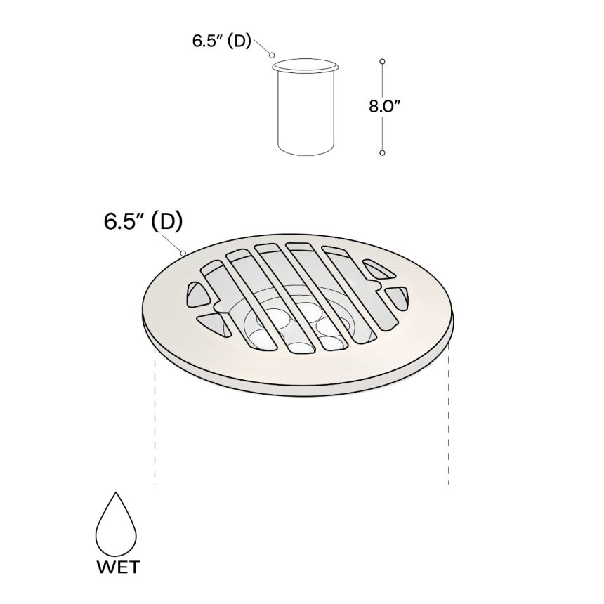 Alcon 9015 Low-Voltage 6-Inch In-Ground LED Well Light shown in a bronze finish.