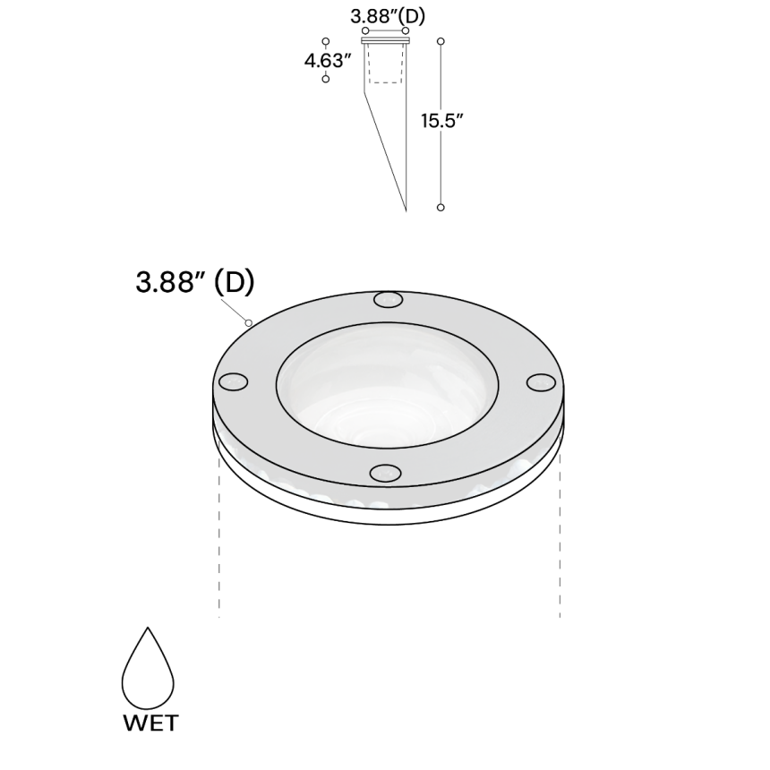 Alcon 9020 Low-Voltage 4-Inch In-Ground LED Well Light shown in a black finish.